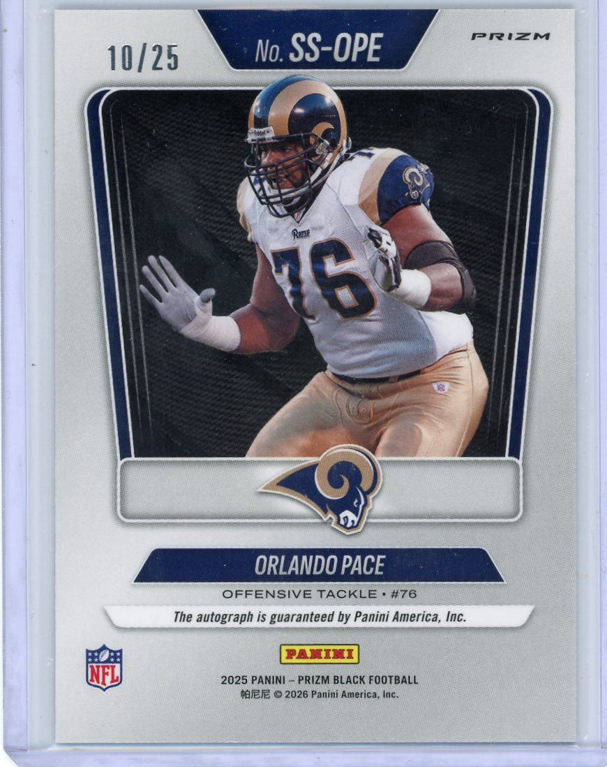 Orlando Pace 2025 Panini Prizm Black Sensational Signatures #'d 10/25