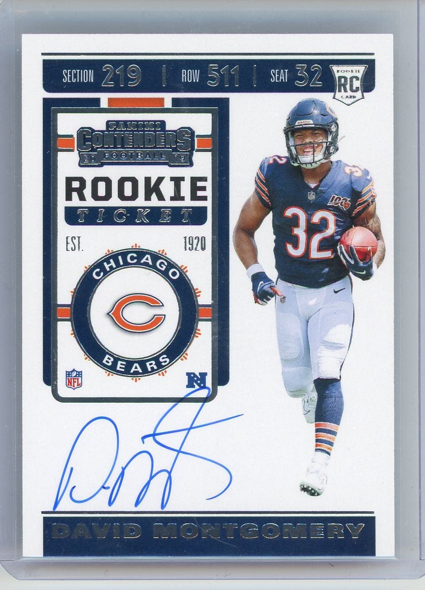 David Montgomery 2019 Panini Contenders Rookie Ticket autograph