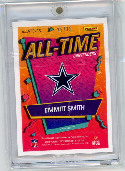 Emmitt Smith 2022 Panini Contenders Optic All-Time Contenders Auto #'d 26/35