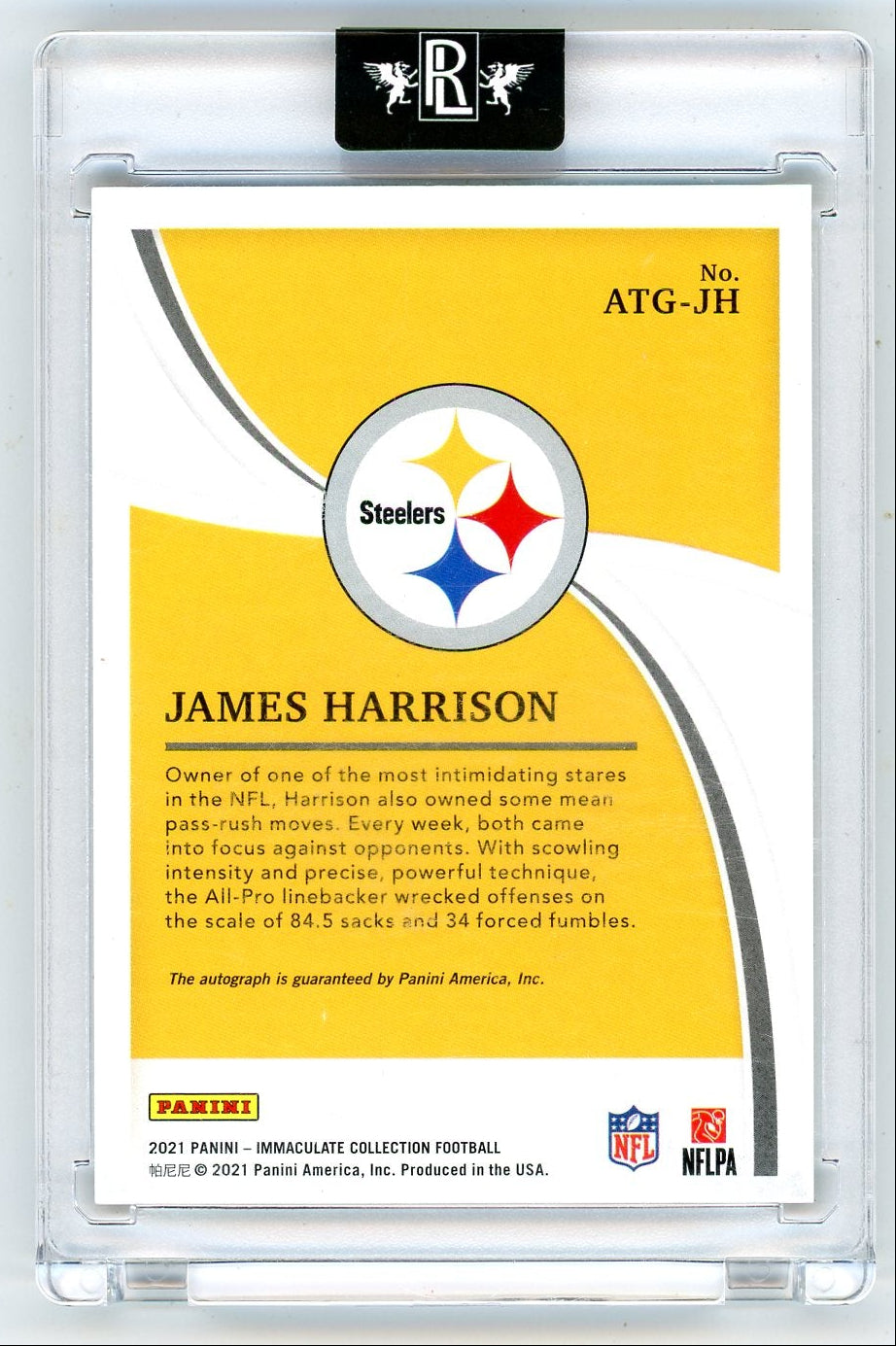 James Harrison 2021 Panini Immaculate Collection All-Time Greats Auto #'d 27/49