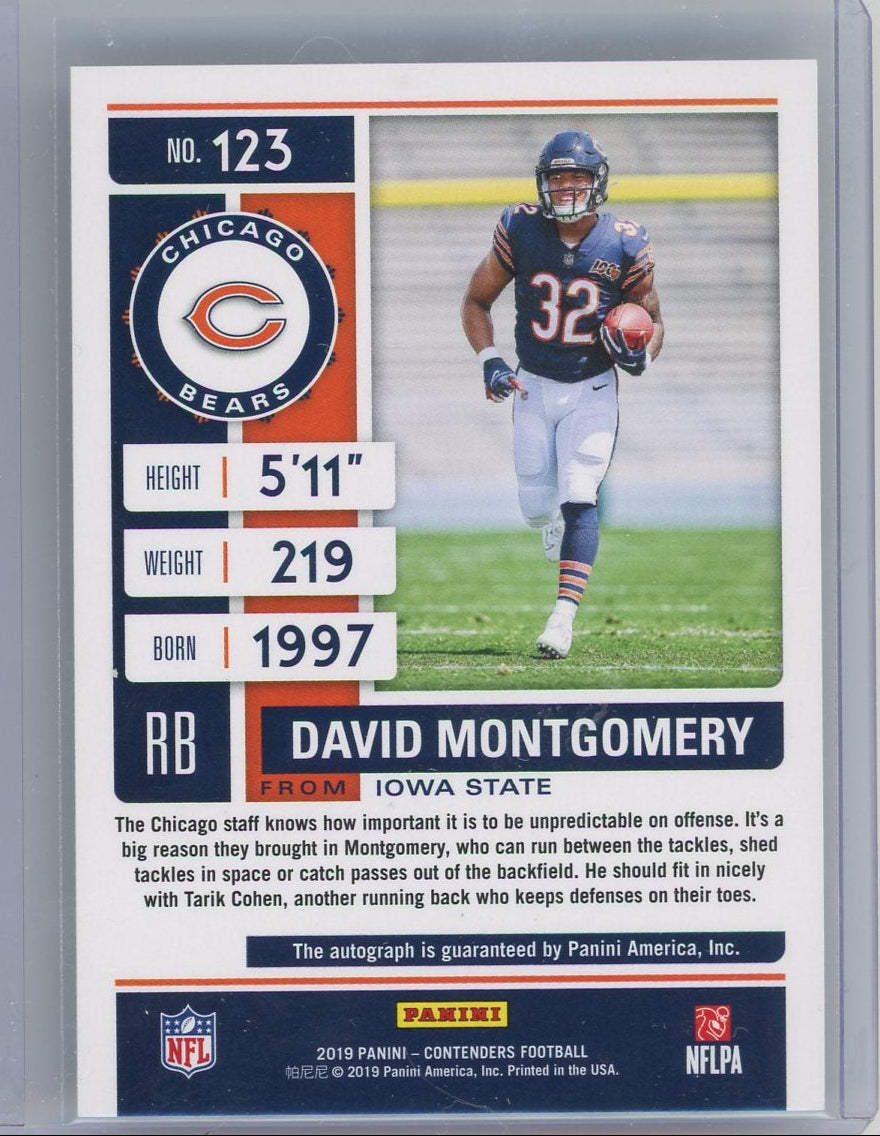 David Montgomery 2019 Panini Contenders Rookie Ticket autograph