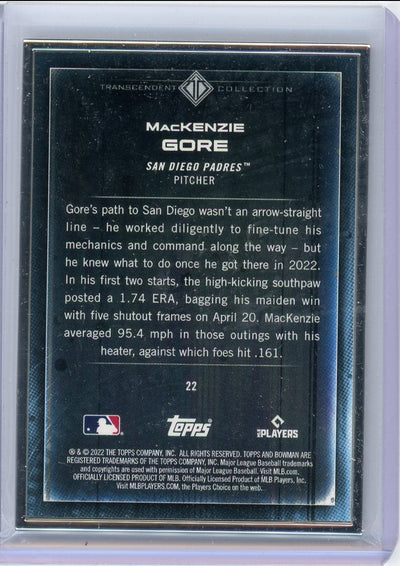 Mackenzie Gore 2022 Bowman Transcendent Collection Bowman Icons /50