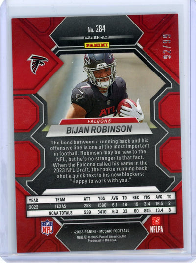 Bijan Robinson 2023 Panini Mosaic Blue Mosaic Prizm #284 #'d 92/99 RC