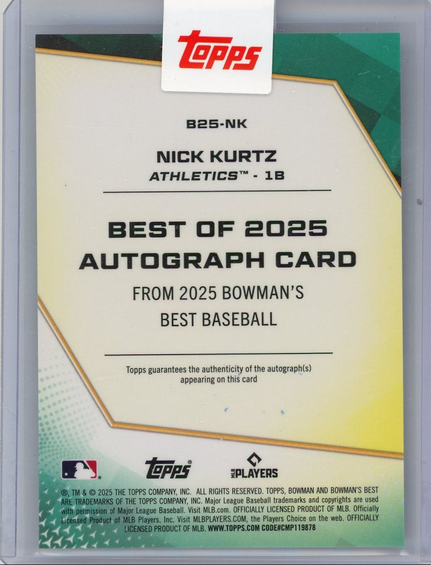Nick Kurtz 2025 Bowman's Best of '25 Auto RC