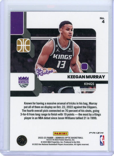 Keegan Murray 2022-23 Panini Donruss Optic The Rookies silver prizm rookie card