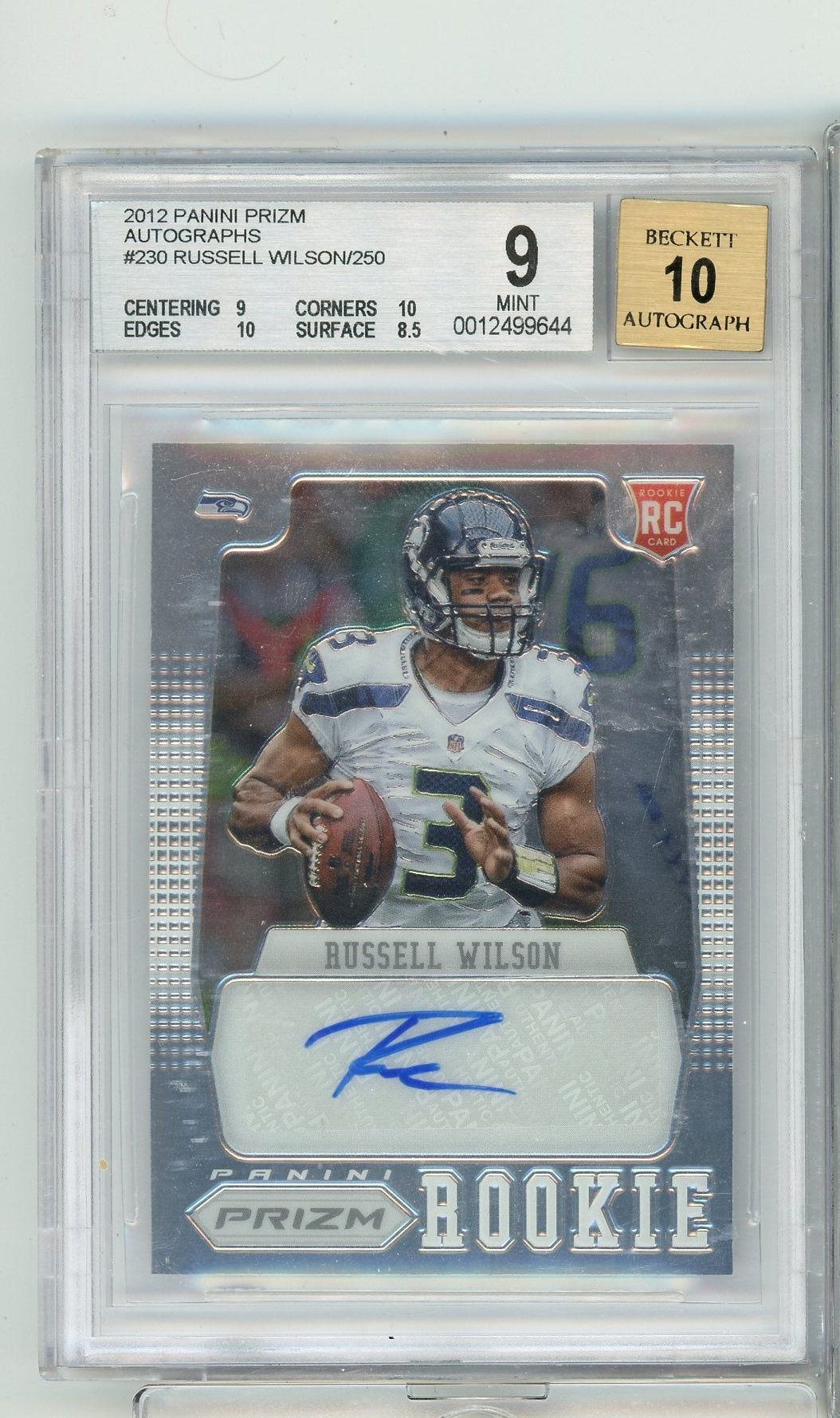 Russell Wilson 2012 Panini Prizm autograph rookie card #'d 237/250 BGS 9 AUTO 10