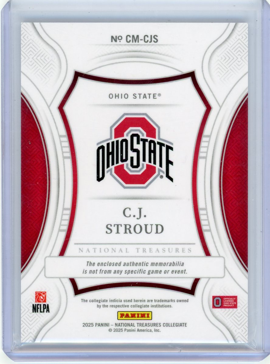 C.J Stroud 2025 National Treasures Collegiate Century Materials Patch #'d 22/25