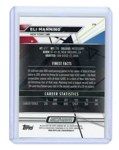 Eli Manning 2023 Topps Chrome "Topps Finest" Black Geometric Refractor #'d 09/20