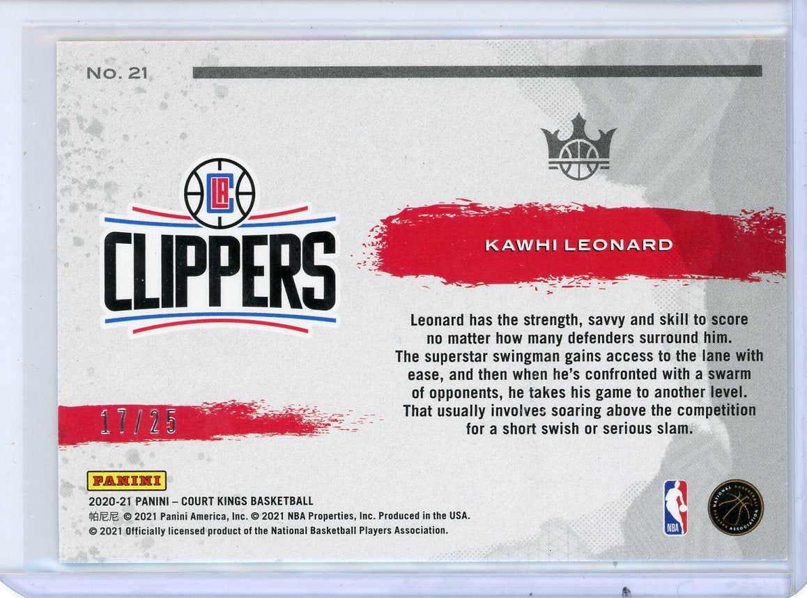 Kawhi Leonard 2020-21 Court Kings In The Paint Sapphire #'d 17/25