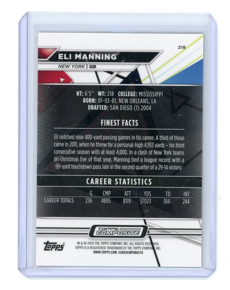 Eli Manning 2023 Topps Chrome "Topps Finest" Black Geometric Refractor 