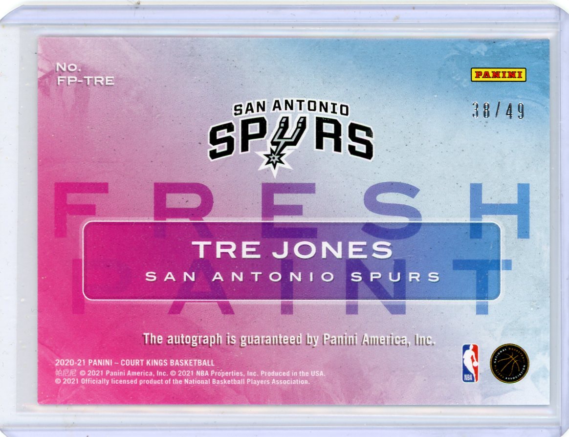 Tre Jones 2020-21 Panini Court Kings Fresh Paint Auto #'d 38/49