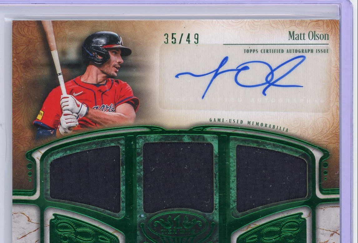 Matt Olson 2026 Topps Tier One Triple Relic Auto #AT1R-MO #'d /49