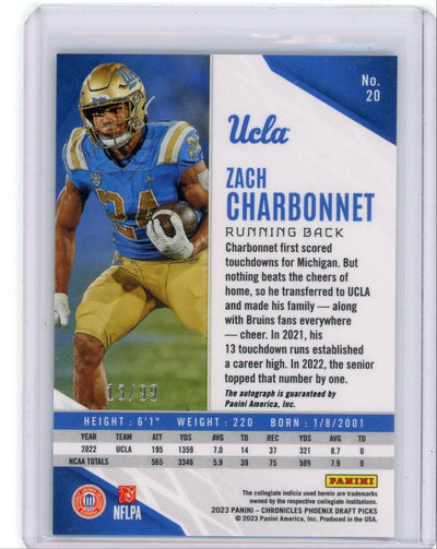 Zach Charbonnet 2023 Panini Chronicles Draft Picks Phoenix Autographs Silver #'d 13/99