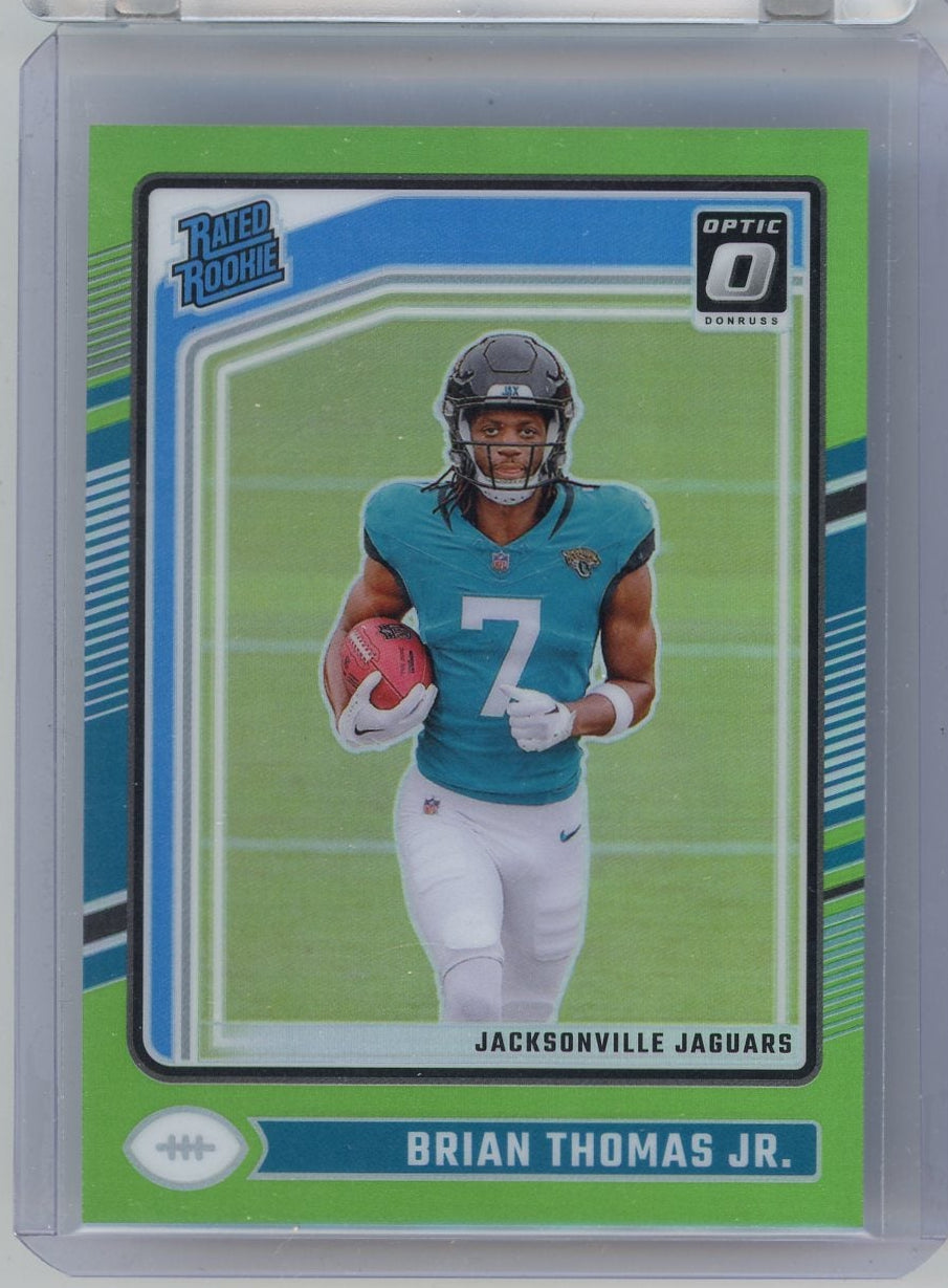 Brian Thomas Jr. 2024 Panini Donruss Optic lime green prizm rc #'d 06/50