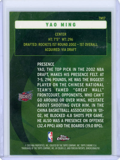 Yao Ming 2002-03 Topps Chrome The Move Refractor RC