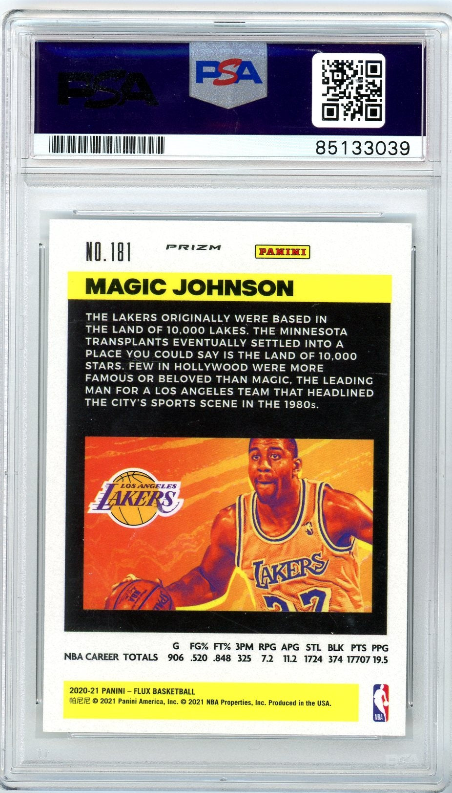 Magic Johnson (2020-21 Panini Flux) PSA/DNA Certified AUTO GRADE PSA 10
