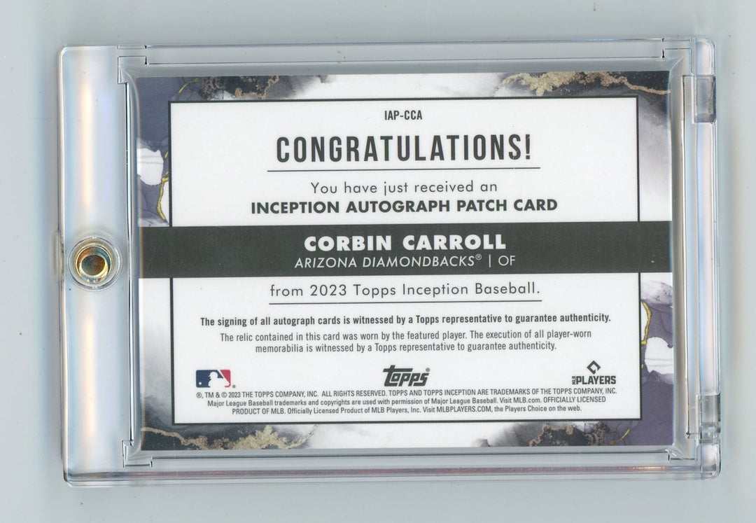 Corbin Carroll 2023 Topps Inception RPA THREE COLOR Patch Auto 