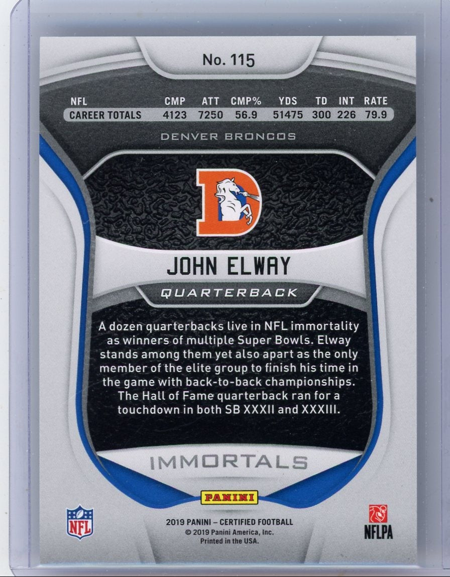 John Elway 2019 Panini Certified Immortals green mirror #'d 4/5