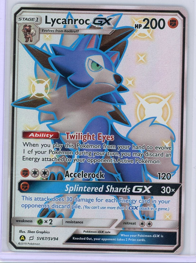 Lycanroc GX Pokémon Hidden Fates Shiny Holo Rare #SV67/SV94