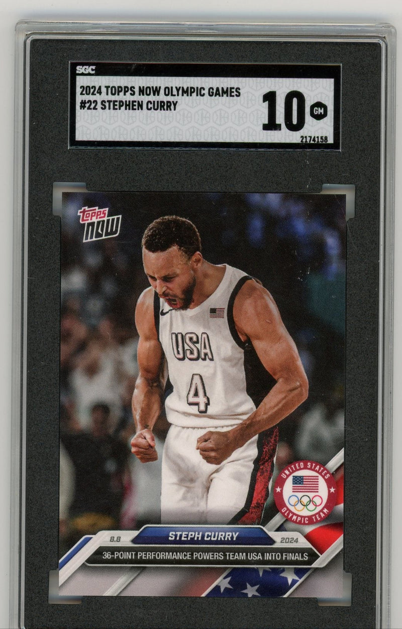 Steph Curry 2024 Topps NOW Olympic Games "36 Point FInal Game" SGC 10