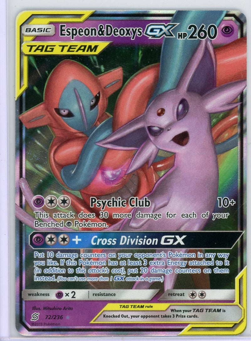 Espeon & Deoxys GX Pokémon Unified Minds Ultra Rare Tag Team #72/236