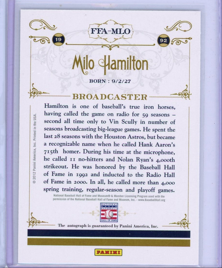 Milo Hamilton 2012 Panini Cooperstown Signatures #'d 287/500