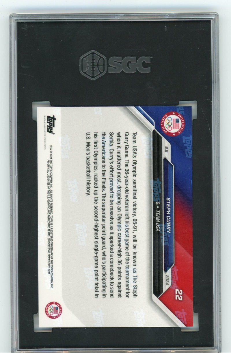 Steph Curry 2024 Topps NOW Olympic Games "36 Point FInal Game" SGC 10