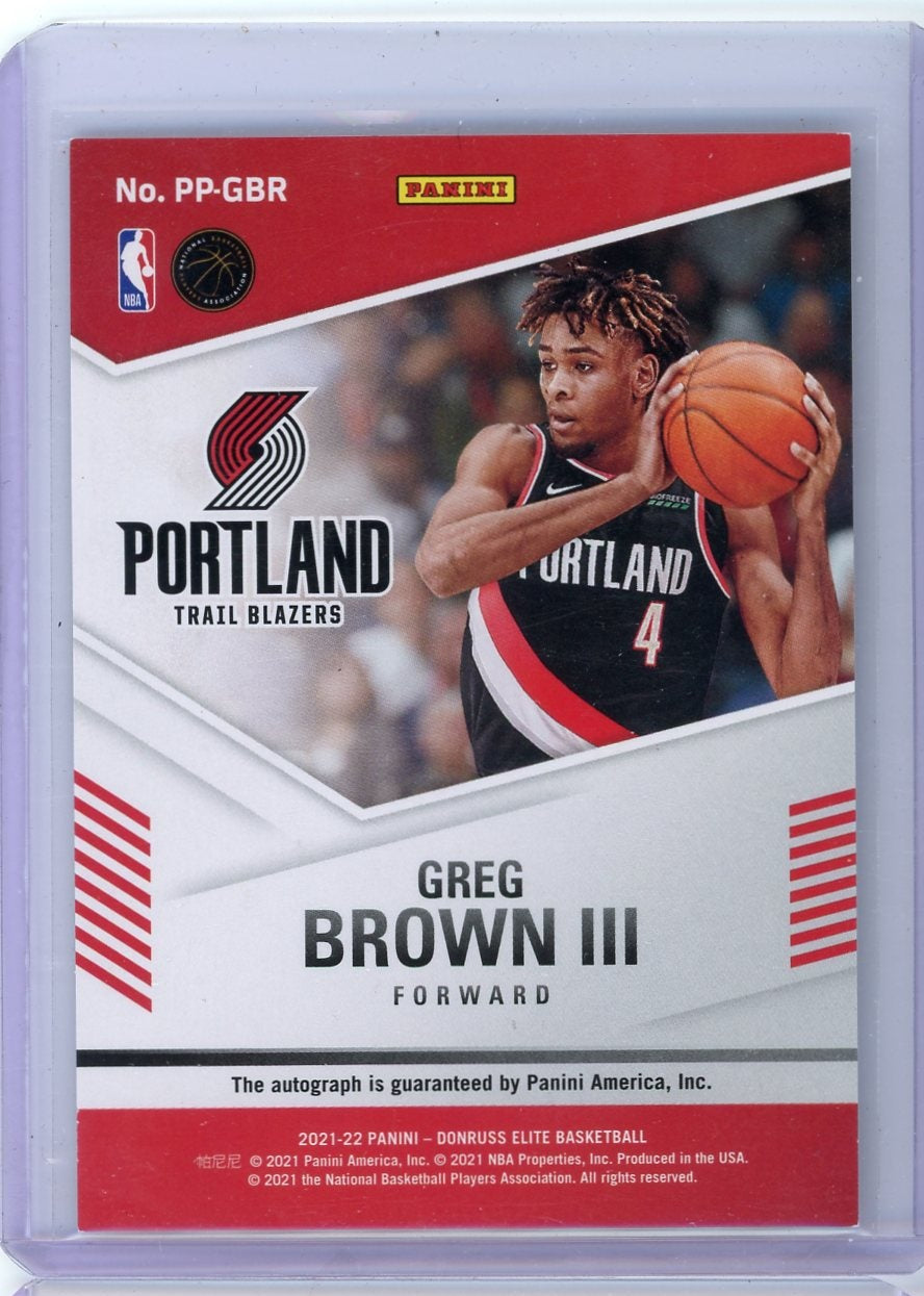 Greg Brown III 2021-22 Panini Donruss Elite Pen Pals autograph rc #'d 01/10