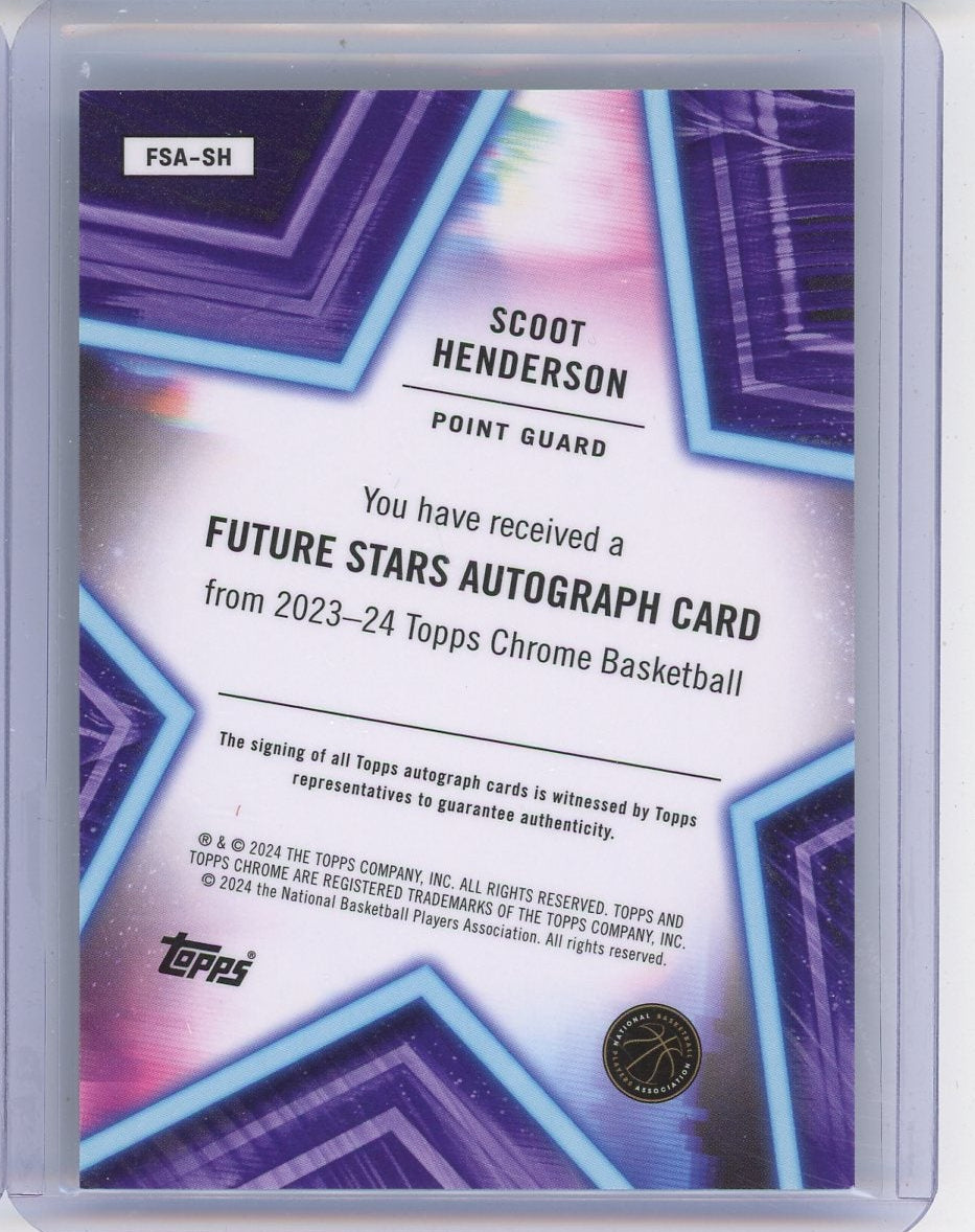 Scoot Henderson 2023-24 Topps Chrome Future Stars autograph RC