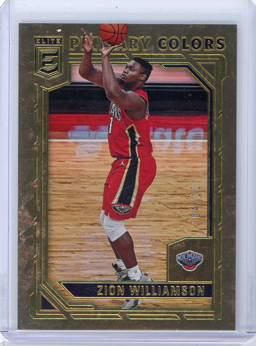 Zion Williamson 2021-22 Panini Donruss Elite Primary Colors gold #'d 04/10