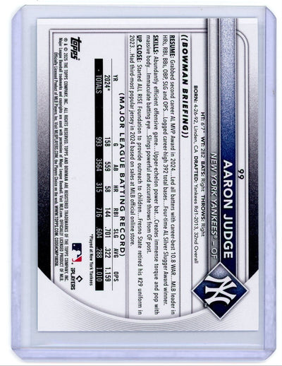 Aaron Judge 2025 Bowman Sky Blue #'d 182/499
