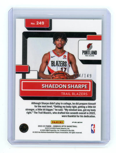 Shaedon Sharpe 2022-23 Donruss Optic Lime Rated Rookie 44/149