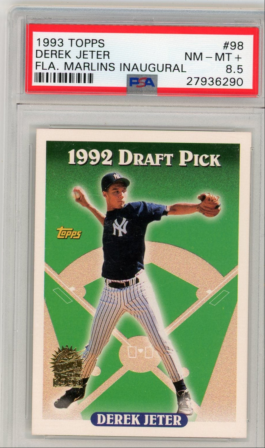 Derek Jeter 1993 Topps 1992 Draft Pick Florida Marlins Inaugural Year PSA 8.5