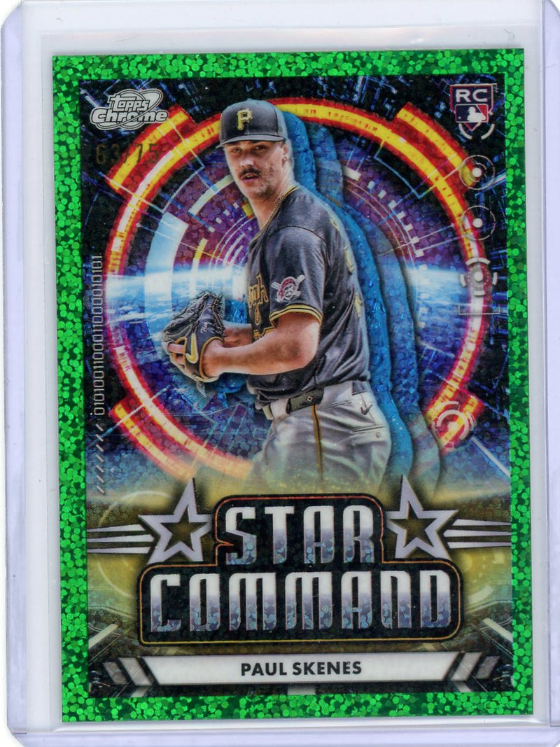 Paul Skenes 2024 Topps Chrome Cosmic Star Command Green Speckle Refractor 