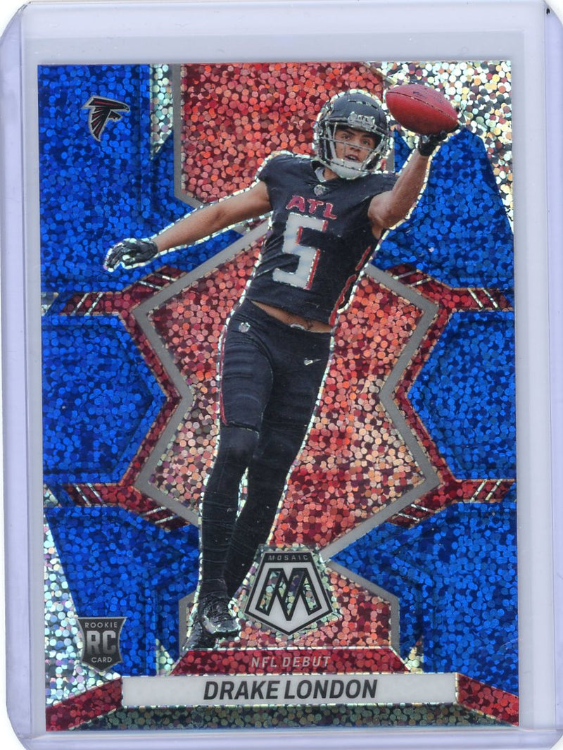 Drake London 2022 Panini Mosaic NFL Debut blue sparkle prizm rookie ca –  Piece Of The Game