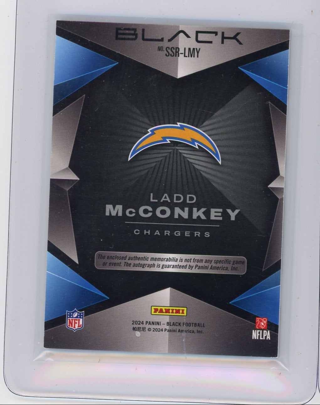 Ladd McConkey 2024 Panini Black Sizeable Signatures RPA #'d 36/99