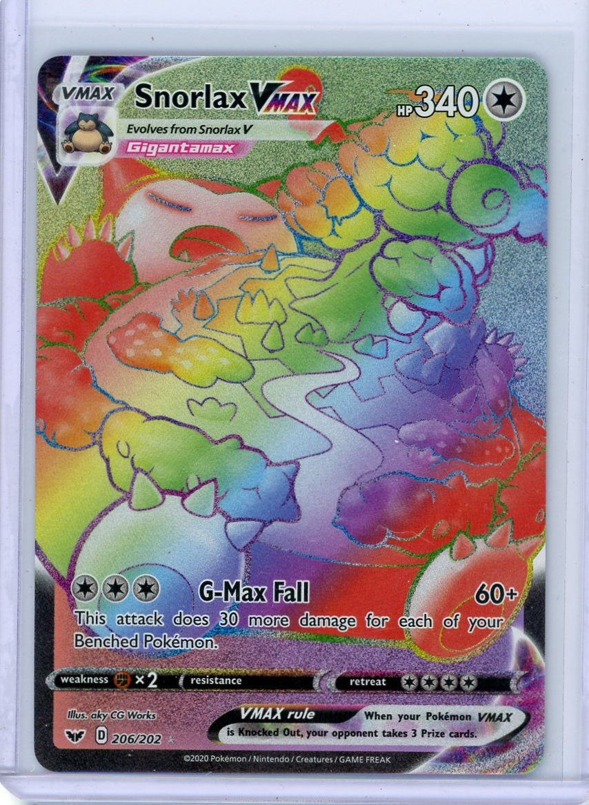 Snorlax Vmax Pokémon Sword & Shield Base Set Secret Rare #206/202