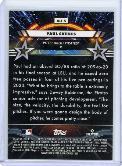 Paul Skenes 2024 Topps Chrome Cosmic Star Command Green Speckle Refractor #'d 63/75