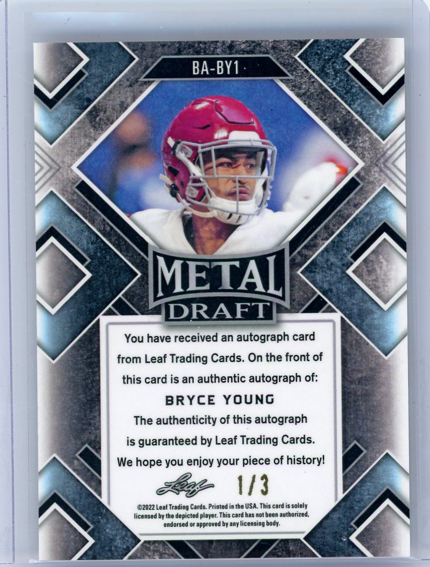 Bryce Young 2022 Leaf Metal Draft Auto Crystal Red #'d 1/3