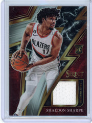 Shaedon Sharpe 2022-23 Panini Select jersey relic rookie card