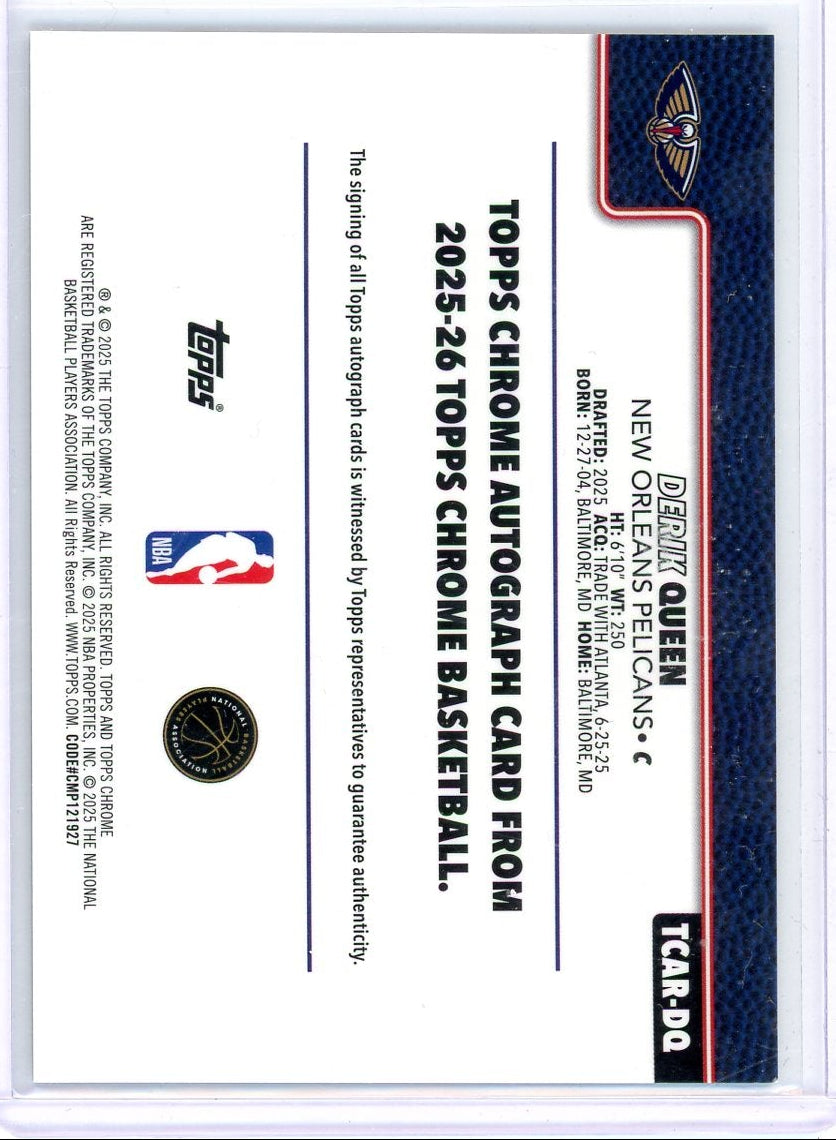 Derik Queen 2025 Topps Chrome Auto RC