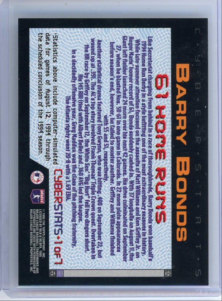 Barry Bonds 1995 Topps Cyber Stars #1