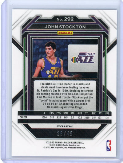 John Stockton 2022-23 Panini Prizm Choice blue prizm #'d 36/49