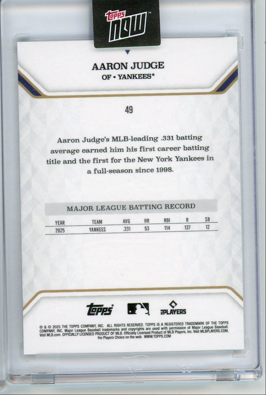 Aaron Judge 2025 Topps Now MVP Collection Blue #'d 12/35