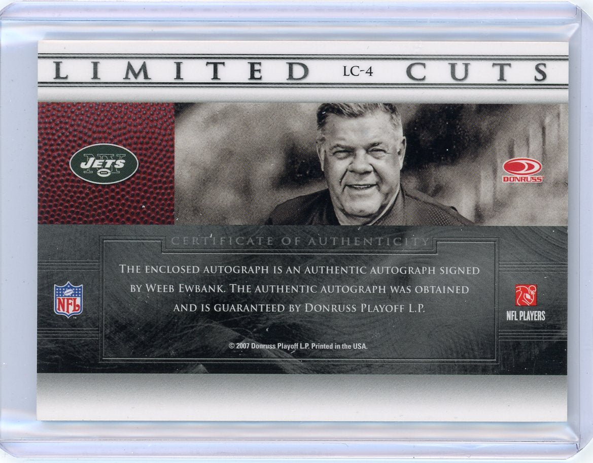 Weeb Ewbank 2007 Donruss Playoff Leaf Limited Cuts authentic signature