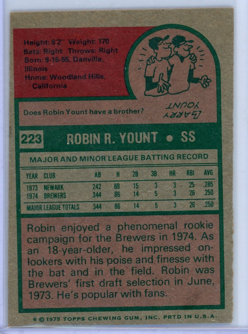 Robin Yount 1975 Topps Rookie Card #223