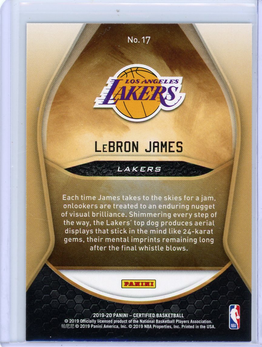 LeBron James 2019-20 Panini Certified Gold Team
