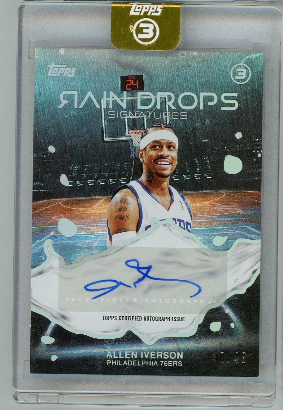 Allen Iverson 2025-26 Topps 3 Basketball Rain Drops Signatures #'d 30/49