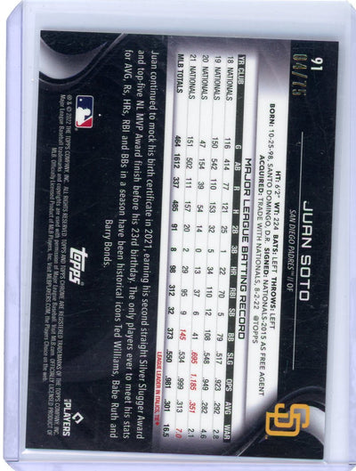 Juan Soto 2022 Topps Chrome Black blue refractor #'d 04/75