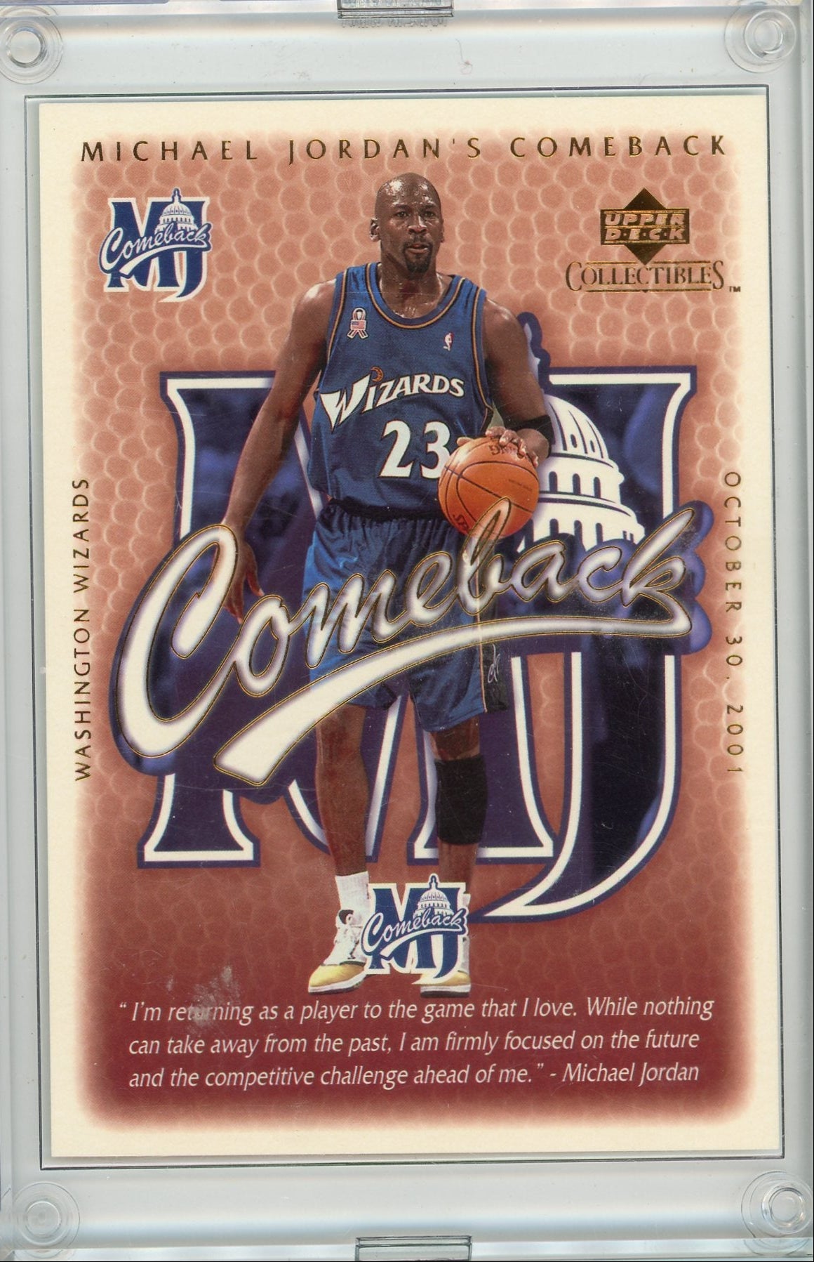 Michael Jordan 2001 Upper Deck Michael Jordan's Collection Come Back jumbo card #'d 02088/23000